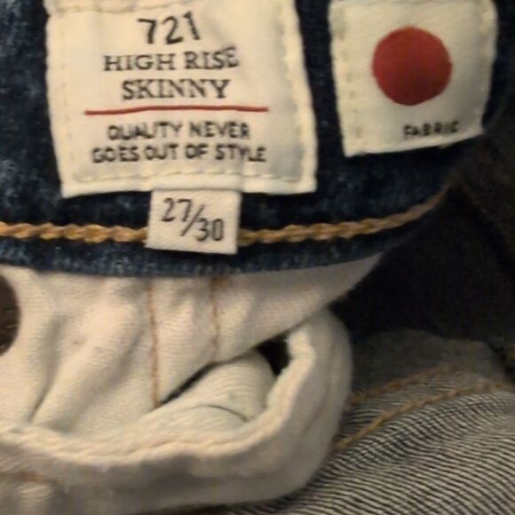 Anthropology Levi's Crafted woven side panels denim high waisted jeans size 27 - Picture 3 of 15